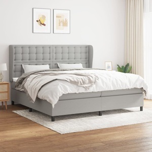 vidaXL, vidaXL Boxspringbett mit Matratze Hellgrau 200x200 cm Stoff, vidaXL Boxspringbett mit Matratze Hellgrau 200x200 cm Stoff