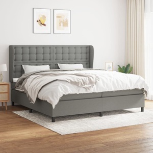 vidaXL, vidaXL Boxspringbett mit Matratze Dunkelgrau 200x200 cm Stoff