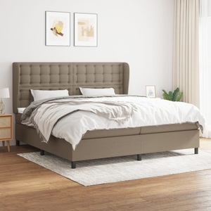 vidaXL, vidaXL Boxspringbett mit Matratze Taupe 200x200 cm Stoff
