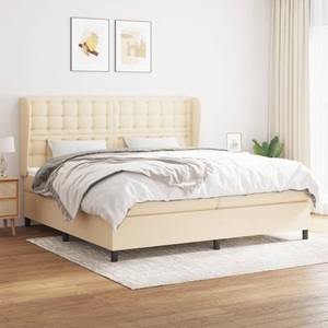 vidaXL, vidaXL Boxspringbett mit Matratze Creme 200x200 cm Stoff
