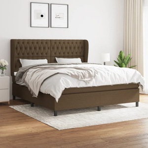 vidaXL, vidaXL Boxspringbett mit Matratze Dunkelbraun 180x200 cm Stoff