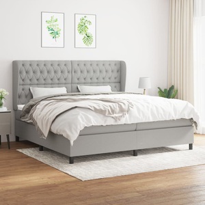 vidaXL, vidaXL Boxspringbett mit Matratze Hellgrau 200x200 cm Stoff