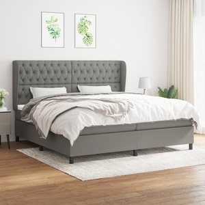 vidaXL, vidaXL Boxspringbett mit Matratze Dunkelgrau 200x200 cm Stoff, vidaXL Boxspringbett mit Matratze Dunkelgrau 200x200 cm Stoff