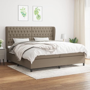 vidaXL, vidaXL Boxspringbett mit Matratze Taupe 200x200 cm Stoff, vidaXL Boxspringbett mit Matratze Taupe 200x200 cm Stoff