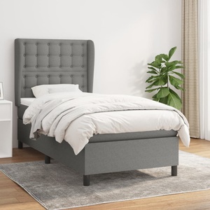 vidaXL, vidaXL Boxspringbett mit Matratze Dunkelgrau 80x200 cm Stoff