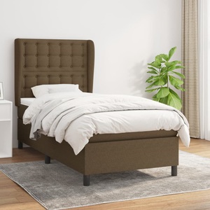 vidaXL, vidaXL Boxspringbett mit Matratze Dunkelbraun 90x200 cm Stoff