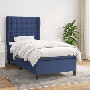 vidaXL, vidaXL Boxspringbett mit Matratze Blau 90x200 cm Stoff