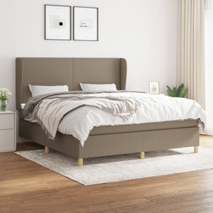 vidaXL, vidaXL Boxspringbett mit Matratze Taupe 160x200 cm Stoff, vidaXL Boxspringbett mit Matratze Taupe 160x200 cm Stoff
