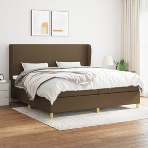 vidaXL, vidaXL Boxspringbett mit Matratze Dunkelbraun 200x200 cm Stoff, vidaXL Boxspringbett mit Matratze Dunkelbraun 200x200 cm Stoff