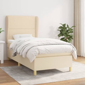 vidaXL, vidaXL Boxspringbett mit Matratze Creme 90x200 cm Stoff