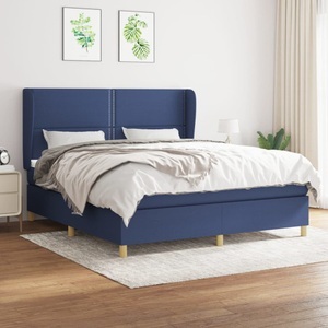 vidaXL, vidaXL Boxspringbett mit Matratze Blau 180x200 cm Stoff, vidaXL Boxspringbett mit Matratze Blau 180x200 cm Stoff