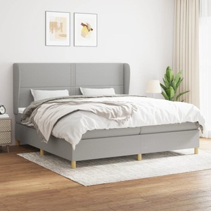 vidaXL, vidaXL Boxspringbett mit Matratze Hellgrau 200x200 cm Stoff