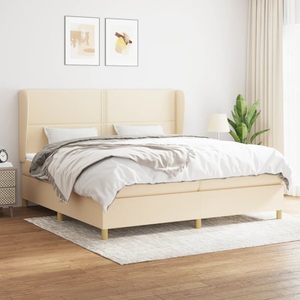 vidaXL, vidaXL Boxspringbett mit Matratze Creme 200x200 cm Stoff