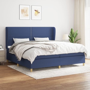 vidaXL, vidaXL Boxspringbett mit Matratze Blau 200x200 cm Stoff