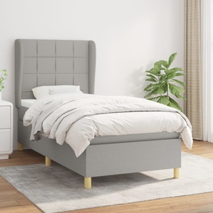 vidaXL, vidaXL Boxspringbett mit Matratze Hellgrau 90x200 cm Stoff