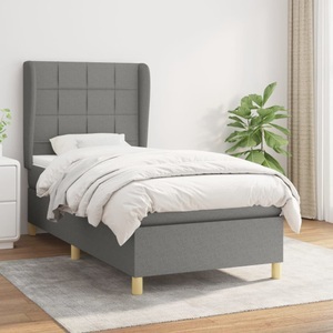 vidaXL, vidaXL Boxspringbett mit Matratze Dunkelgrau 100x200 cm Stoff, vidaXL Boxspringbett mit Matratze Dunkelgrau 100x200 cm Stoff