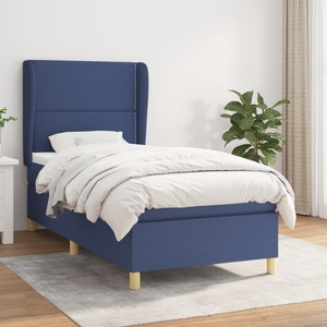vidaXL, vidaXL Boxspringbett mit Matratze Blau 100x200 cm Stoff