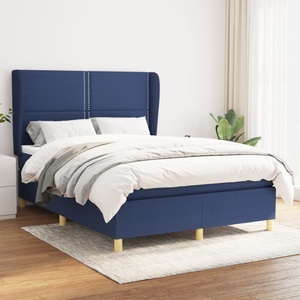 vidaXL, vidaXL Boxspringbett mit Matratze Blau 140x200 cm Stoff, vidaXL Boxspringbett mit Matratze Blau 140x200 cm Stoff