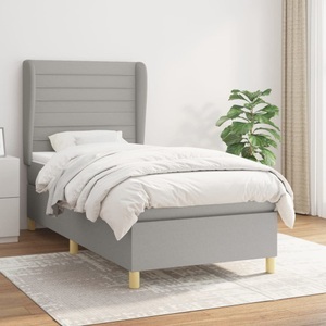 vidaXL, vidaXL Boxspringbett mit Matratze Hellgrau 90x190 cm Stoff, vidaXL Boxspringbett mit Matratze Hellgrau 90x190 cm Stoff