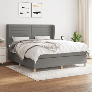 vidaXL, vidaXL Boxspringbett mit Matratze Dunkelgrau 160x200 cm Stoff, vidaXL Boxspringbett mit Matratze Dunkelgrau 160x200 cm Stoff