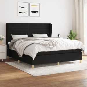 vidaXL, vidaXL Boxspringbett mit Matratze Schwarz 160x200 cm Stoff, vidaXL Boxspringbett mit Matratze Schwarz 160x200 cm Stoff