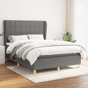 vidaXL, vidaXL Boxspringbett mit Matratze Dunkelgrau 140x200 cm Stoff, vidaXL Boxspringbett mit Matratze Dunkelgrau 140x200 cm Stoff