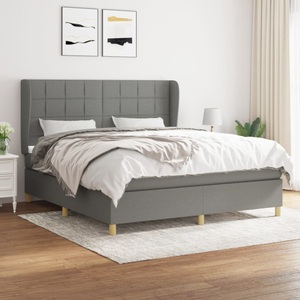 vidaXL, vidaXL Boxspringbett mit Matratze Dunkelgrau 160x200 cm Stoff