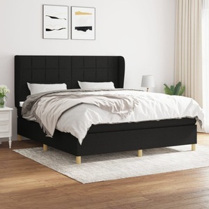 vidaXL, vidaXL Boxspringbett mit Matratze Schwarz 160x200 cm Stoff, vidaXL Boxspringbett mit Matratze Schwarz 160x200 cm Stoff