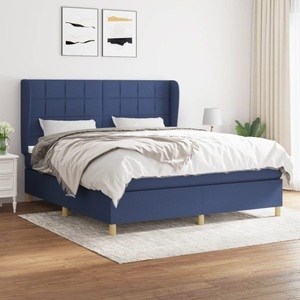 vidaXL, vidaXL Boxspringbett mit Matratze Blau 180x200 cm Stoff, vidaXL Boxspringbett mit Matratze Blau 180x200 cm Stoff