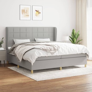 vidaXL, vidaXL Boxspringbett mit Matratze Hellgrau 200x200 cm Stoff, vidaXL Boxspringbett mit Matratze Hellgrau 200x200 cm Stoff