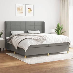 vidaXL, vidaXL Boxspringbett mit Matratze Dunkelgrau 200x200 cm Stoff