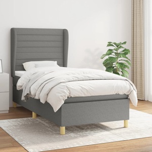 vidaXL, vidaXL Boxspringbett mit Matratze Dunkelgrau 80x200 cm Stoff