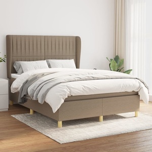 vidaXL, vidaXL Boxspringbett mit Matratze Taupe 140x200 cm Stoff, vidaXL Boxspringbett mit Matratze Taupe 140x200 cm Stoff