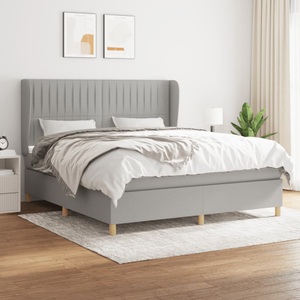 vidaXL, vidaXL Boxspringbett mit Matratze Hellgrau 160x200 cm Stoff, vidaXL Boxspringbett mit Matratze Hellgrau 160x200 cm Stoff
