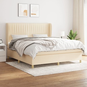 vidaXL, vidaXL Boxspringbett mit Matratze Creme 180x200 cm Stoff, vidaXL Boxspringbett mit Matratze Creme 180x200 cm Stoff