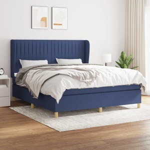 vidaXL, vidaXL Boxspringbett mit Matratze Blau 180x200 cm Stoff, vidaXL Boxspringbett mit Matratze Blau 180x200 cm Stoff