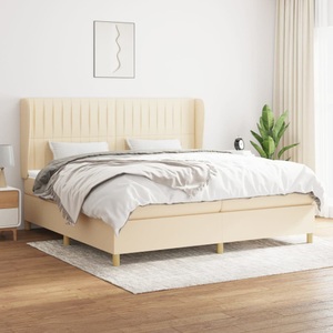 vidaXL, vidaXL Boxspringbett mit Matratze Creme 200x200 cm Stoff, vidaXL Boxspringbett mit Matratze Creme 200x200 cm Stoff