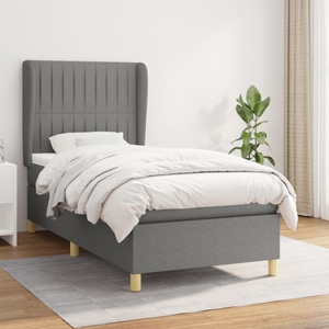 vidaXL, vidaXL Boxspringbett mit Matratze Dunkelgrau 80x200 cm Stoff