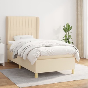 vidaXL, vidaXL Boxspringbett mit Matratze Creme 90x190 cm Stoff, vidaXL Boxspringbett mit Matratze Creme 90x190 cm Stoff