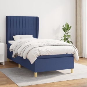 vidaXL, vidaXL Boxspringbett mit Matratze Blau 90x190 cm Stoff, vidaXL Boxspringbett mit Matratze Blau 90x190 cm Stoff