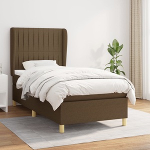 vidaXL, vidaXL Boxspringbett mit Matratze Dunkelbraun 90x200 cm Stoff, vidaXL Boxspringbett mit Matratze Dunkelbraun 90x200 cm Stoff