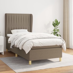 vidaXL, vidaXL Boxspringbett mit Matratze Taupe 90x200 cm Stoff, vidaXL Boxspringbett mit Matratze Taupe 90x200 cm Stoff