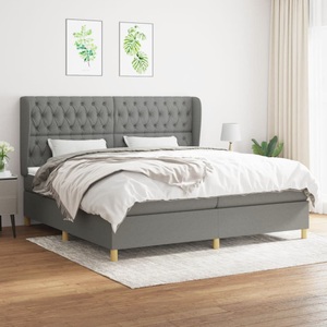vidaXL, vidaXL Boxspringbett mit Matratze Dunkelgrau 200x200 cm Stoff, vidaXL Boxspringbett mit Matratze Dunkelgrau 200x200 cm Stoff