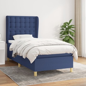 vidaXL, vidaXL Boxspringbett mit Matratze Blau 90x200 cm Stoff