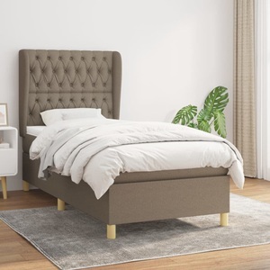 vidaXL, vidaXL Boxspringbett mit Matratze Taupe 90x200 cm Stoff, vidaXL Boxspringbett mit Matratze Taupe 90x200 cm Stoff