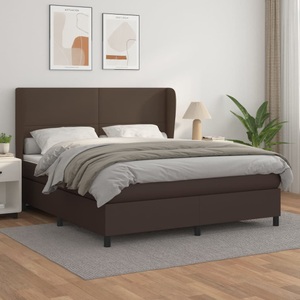 vidaXL, vidaXL Boxspringbett mit Matratze Braun 160x200 cm Kunstleder, 