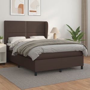 vidaXL, vidaXL Boxspringbett mit Matratze Braun 140x200 cm Kunstleder, 