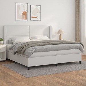 vidaXL, vidaXL Boxspringbett mit Matratze Weiß 200x200 cm Kunstleder