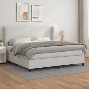 vidaXL, vidaXL Boxspringbett mit Matratze Weiß 200x200 cm Kunstleder