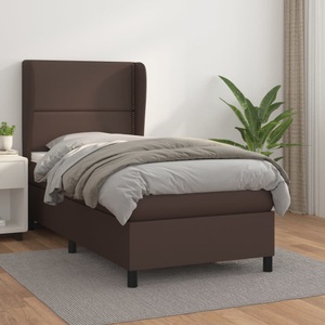 vidaXL, vidaXL Boxspringbett mit Matratze Braun 90x200 cm Kunstleder, 